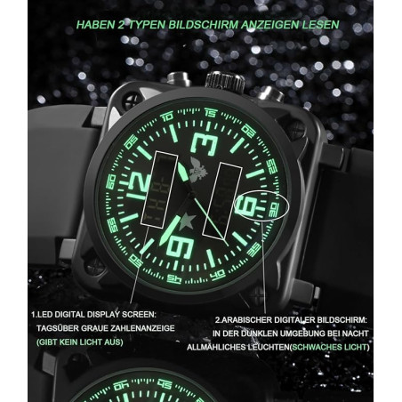Montre Militaire Homme Curren Quartz Acier Inox - Noire, 42 Mm, étanche 30m, Neuve