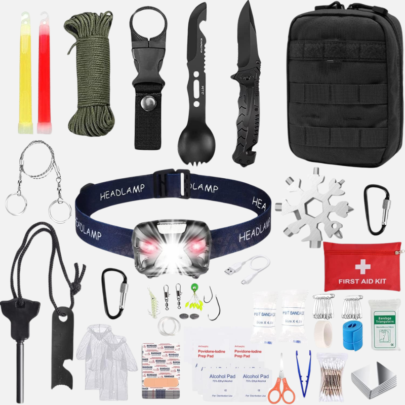 Kit de survie 180 en 1 Yakeda - vue d'ensemble du kit d'urgence 72h le plus complet