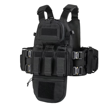 Gilet Tactique Léger Avec Système MOLLE Laser - Porte-plaques V2, Réglable, Poches Multiples - Pour Airsoft, Chasse