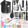 Kit de survie complet avec pelle, couteau, lampe torche et outils multifonctions pour situations d'urgence