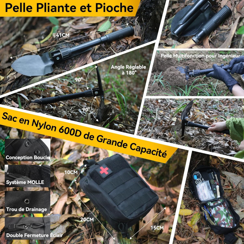 Outil de survie en plein air le plus récent, à porter tous les jours, avec hache pour le camping Outil de survie en plein air le plus récent, à porter tous les jours, avec hache pour le camping