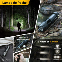 Accessoires inclus dans le kit de survie : bandages, pansements, alcool pads, pinces et ciseaux pour les premiers soins