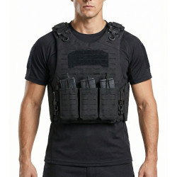 Yakeda - Gilet Tactique porte plaque à dégagement rapide