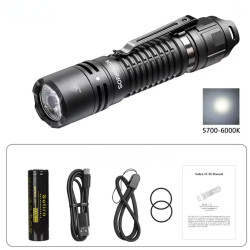 Lampe torche tactique rechargeable USB-C ultra puissante 2800 lumens