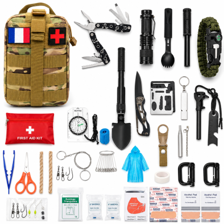Sac de survie complet Yakeda - vue d'ensemble du sac à dos ergonomique évacuation