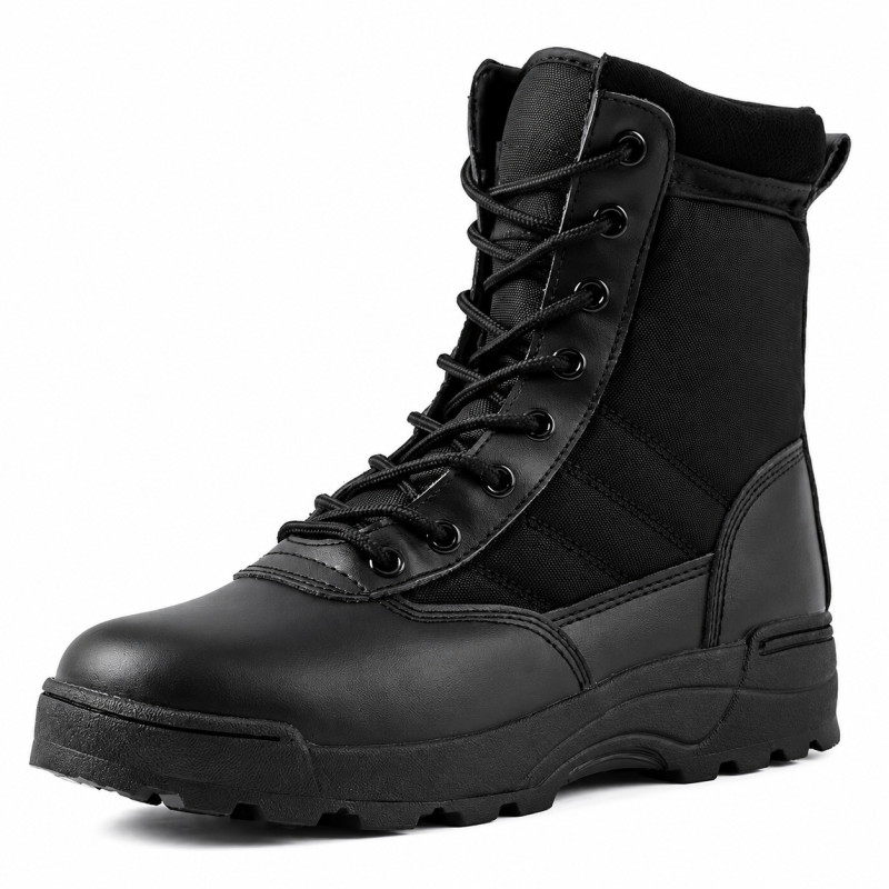 Chaussures armée française style dotation Yakeda - vue d'ensemble cuir noir lustré