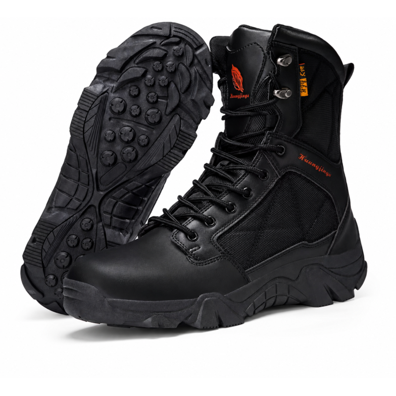 Chaussures militaires homme nubuck tige haute Yakeda - vue d'ensemble laçage rapide