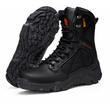 Chaussures militaires homme nubuck tige haute Yakeda - vue d'ensemble laçage rapide