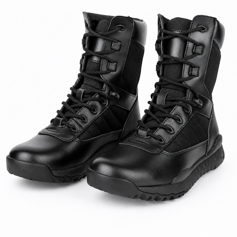 Rangers militaire homme cuir renforcé Yakeda - vue d'ensemble tige haute 18 cm Vibram