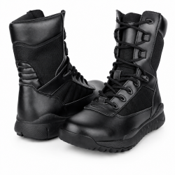 Rangers militaire cuir renforcé - détail œillets métalliques et lacets renforcés tige haute