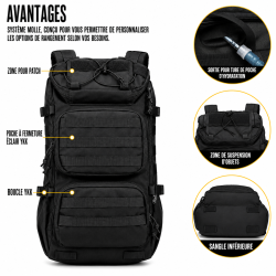 Sac à Dos Militaire Tactique 28L Trekking Randonnée - Noir - utilisation en randonnee et trekking longue distance